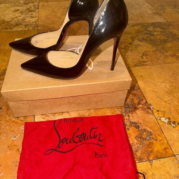 Christian Louboutin Iriza 100 Black Patent Pumps - Picture 3 of 10